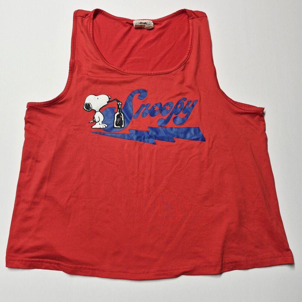 Munki Munki Peanuts Snoopy Tank Top Red Pajama Lounge Top Women Size L NWOT